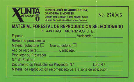 Eitqueta identificativa de material seleccionado